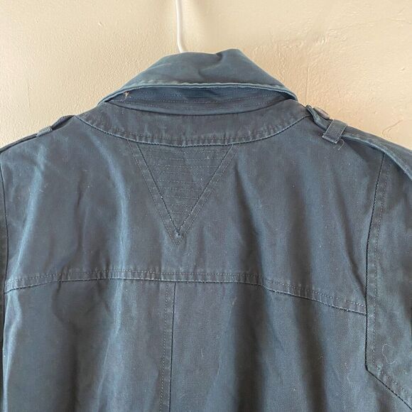 Reiss Double Breasted Trench Coat Classic Preppy Navy Mid-length Cotton Jacket L - Picture 7 of 16